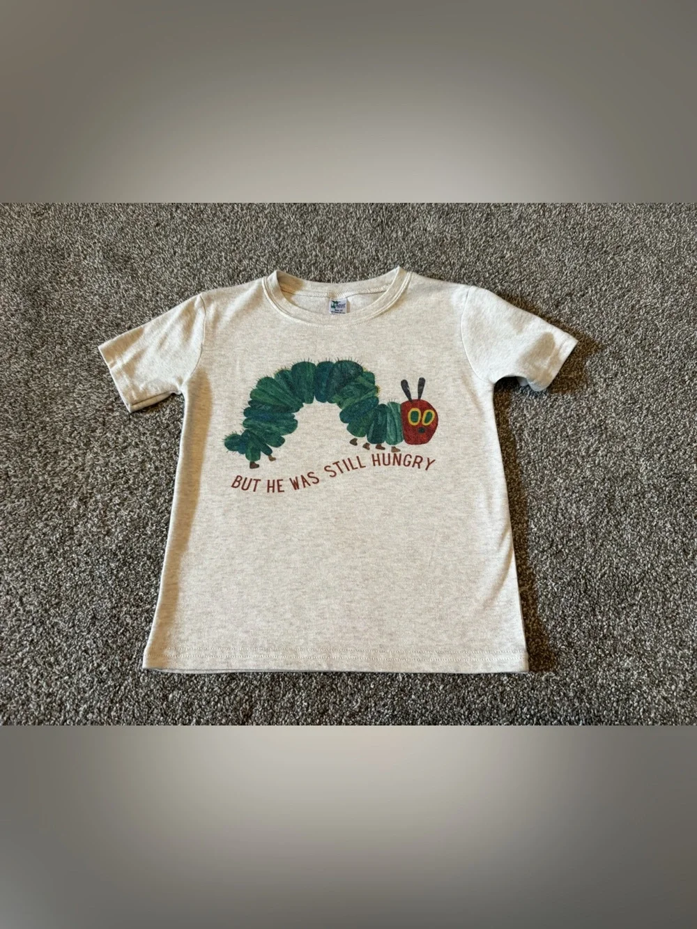 The Hungry Caterpillar “But he was still hungry” Light beige Heathered shirt 4T